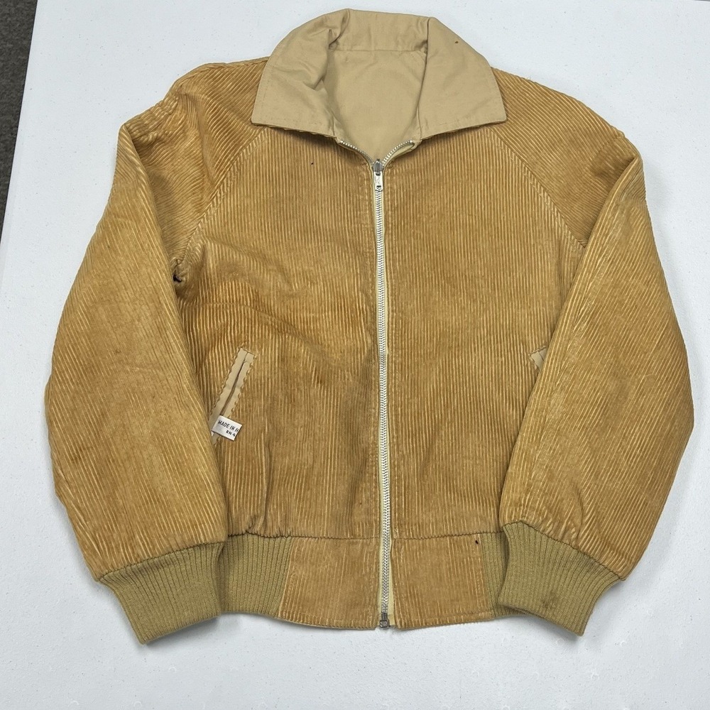 Unbranded Corduroy Bomber Jacket womans S Tan Vintage Zip Up